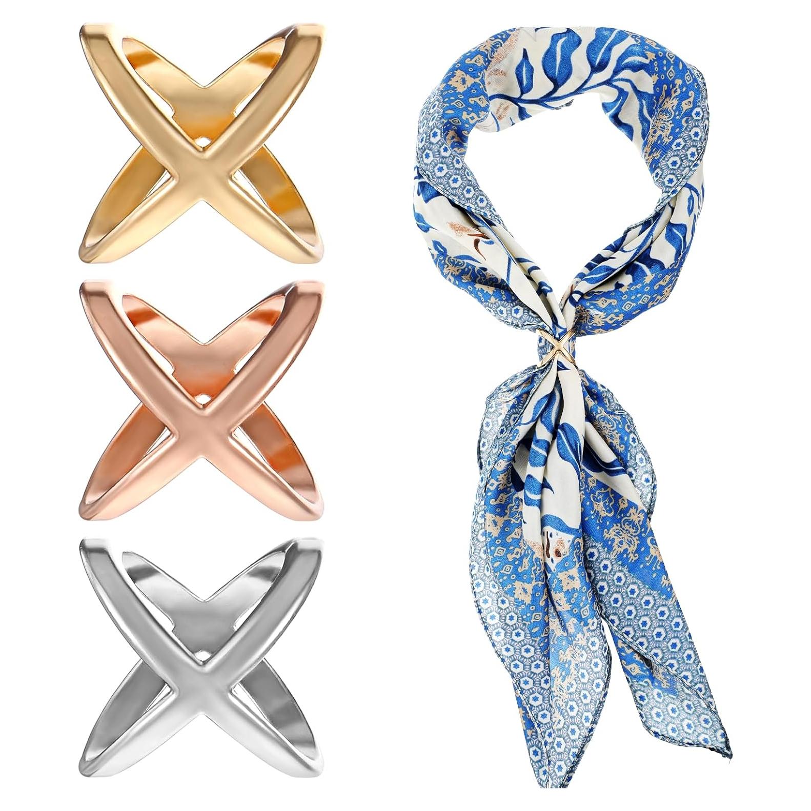 3 Clips de Bufanda Dorado Plateado Zyghjort - Anillos de Chal