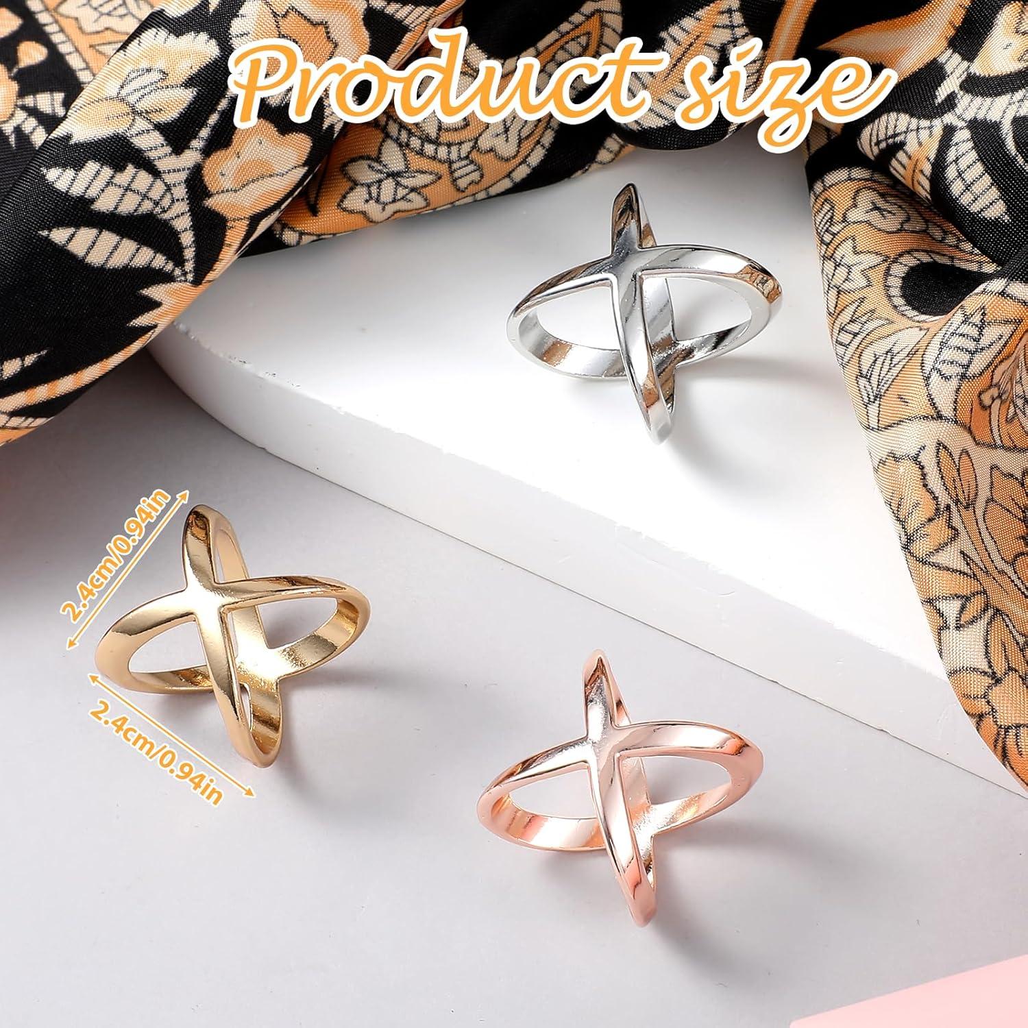 3 Clips de Bufanda Dorado Plateado Zyghjort - Anillos de Chal