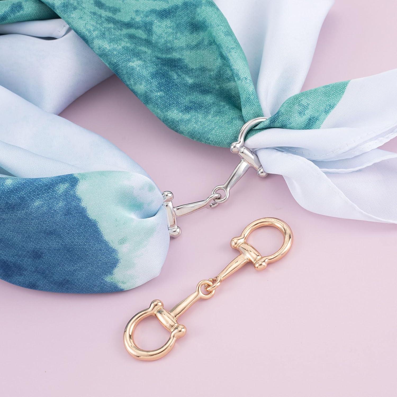 Hebillas de Seda Horsebit Joez para Bufandas - 2 Pcs Oro y Plata