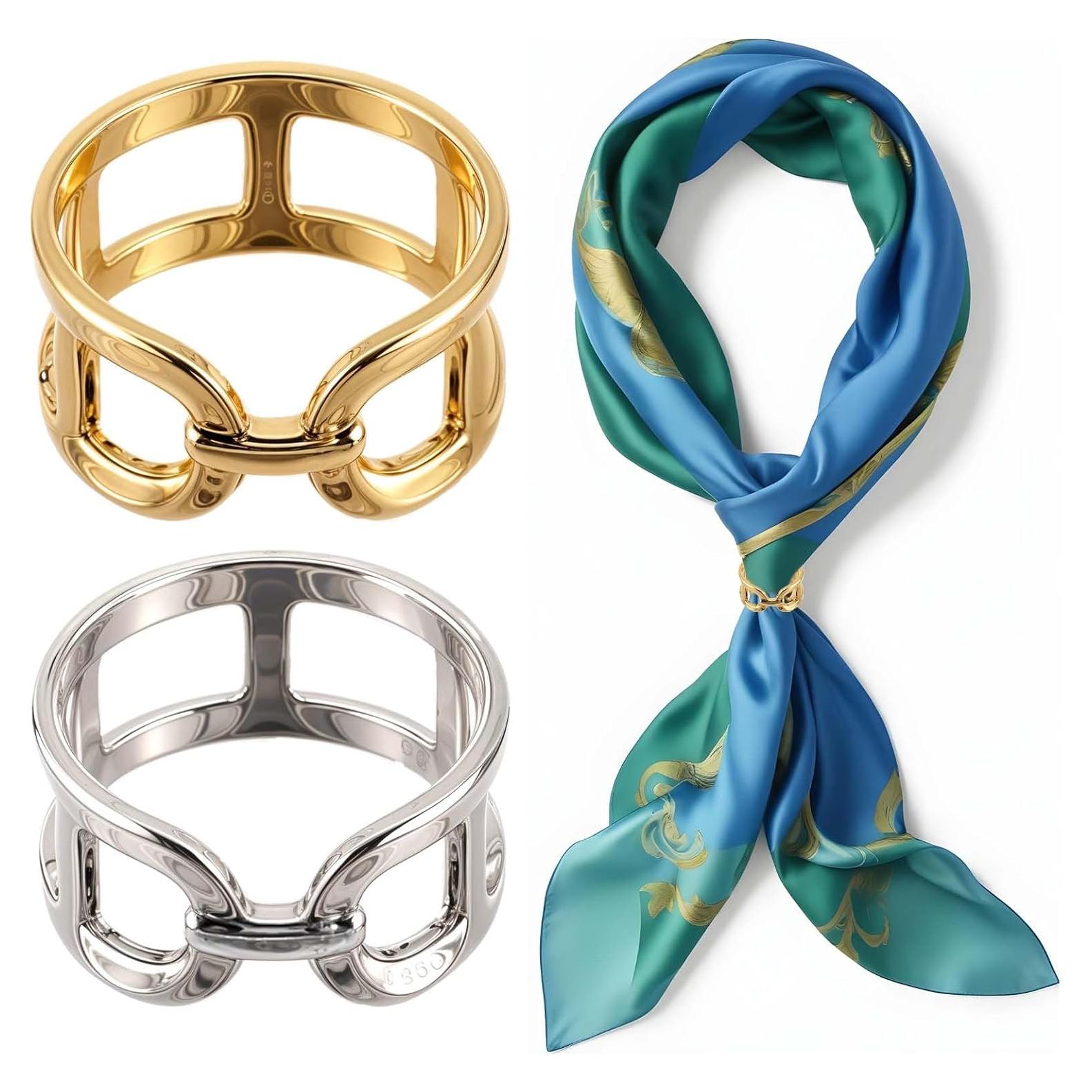 6 Clips de Bufanda de Metal Dorado y Plateado Lusofie