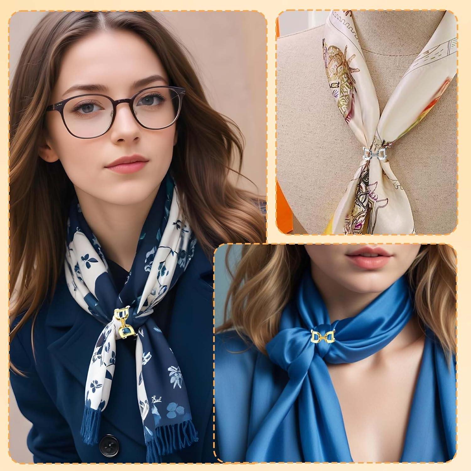 6 Clips de Bufanda de Metal Dorado y Plateado Lusofie