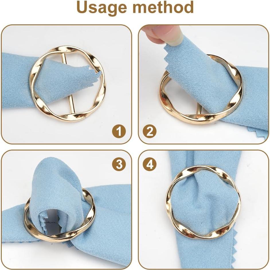Clip de Anillo para Bufanda TWSURE 4PCS - Metal Plateado