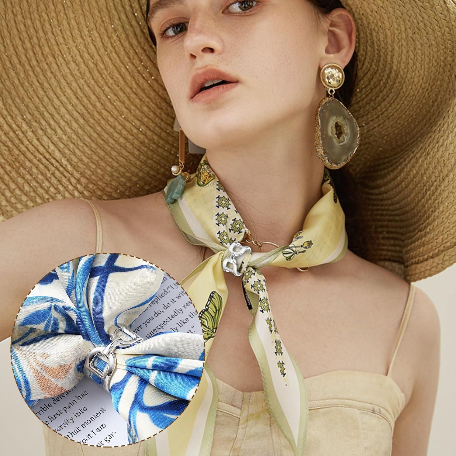 2 Pcs Anillo de Bufanda Piriuuo Oro y Plata para Mujeres