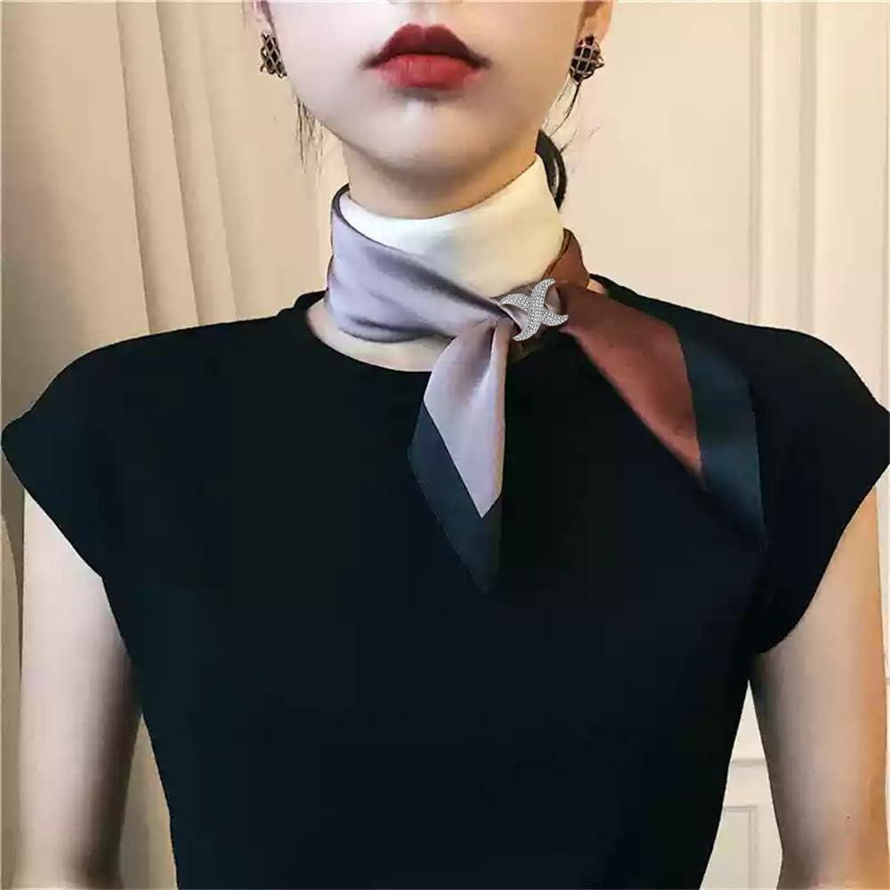 Anillo Broche de Bufanda de Seda Infinito Oro Rosa y Plata