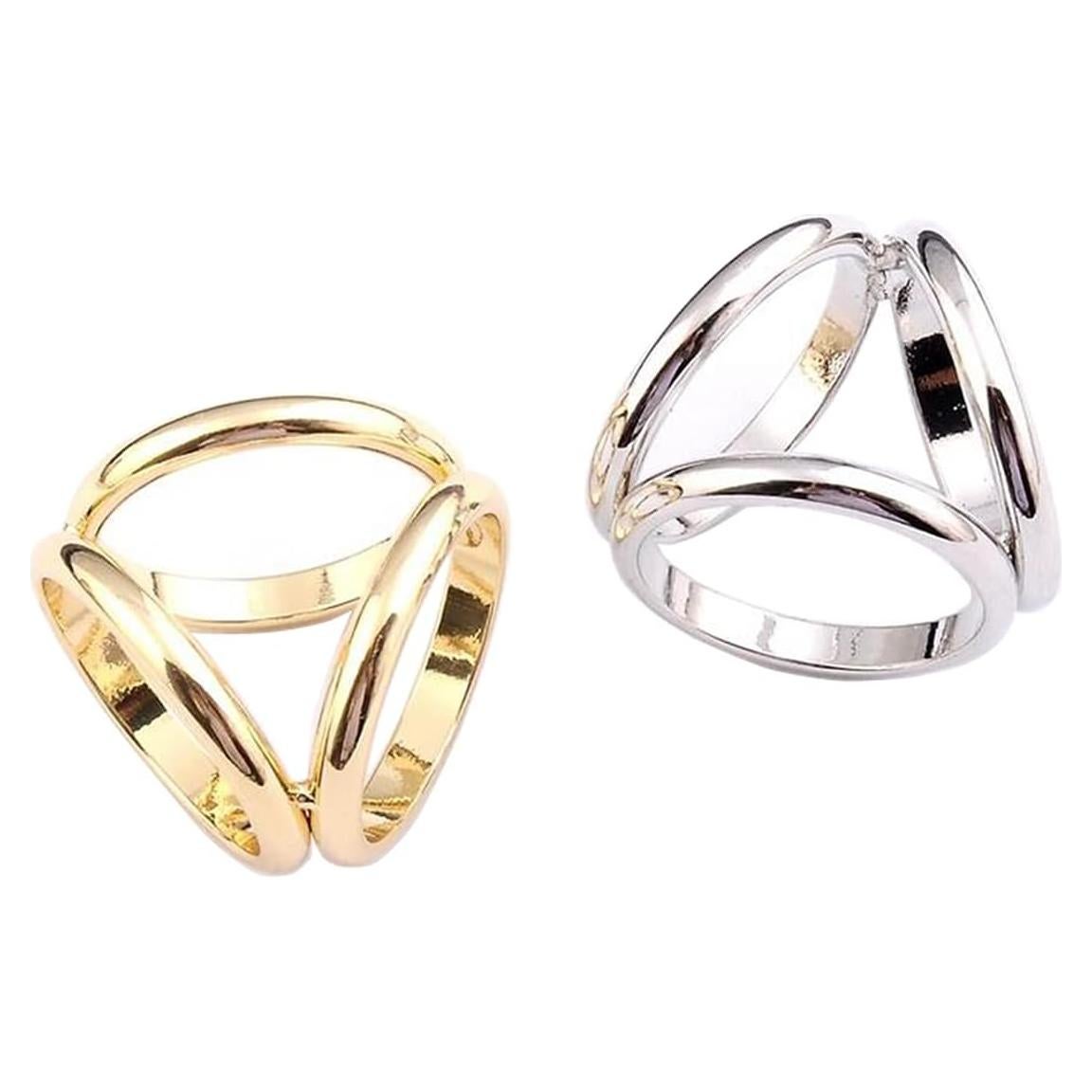 2 Anillos de Bufanda Dorado y Plateado para Mujeres