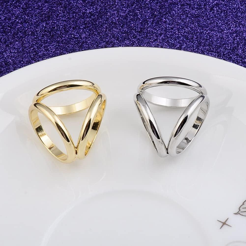 2 Anillos de Bufanda Dorado y Plateado para Mujeres