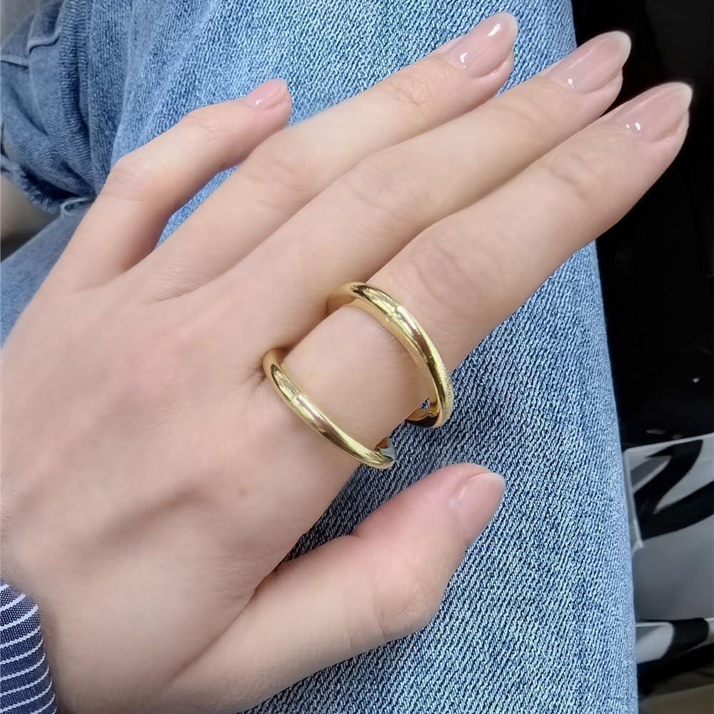 Anillo de Banda Doble Minimalista de Seda para Mujeres