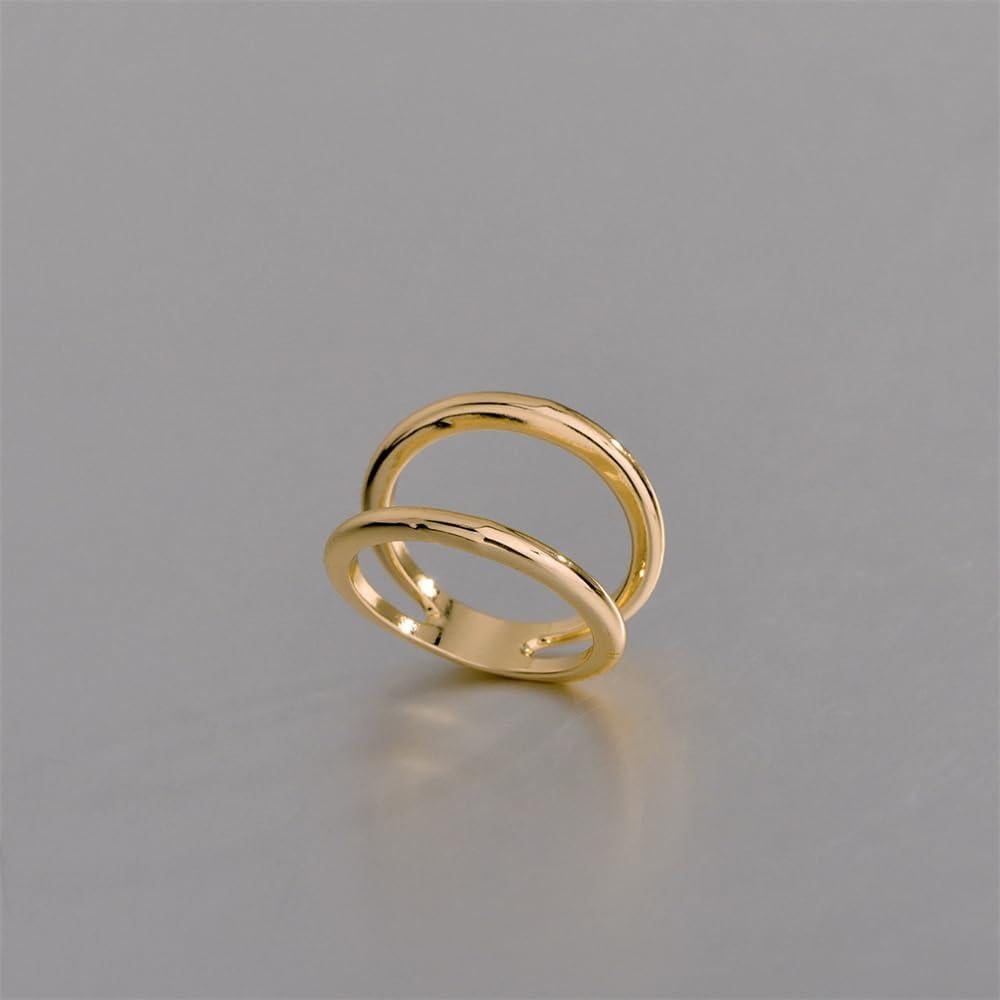 Anillo de Banda Doble Minimalista de Seda para Mujeres