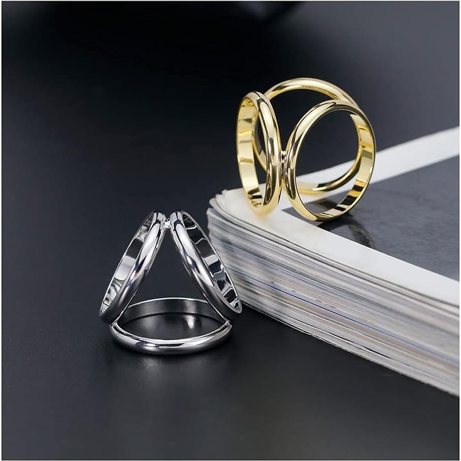 2 Piezas Anillos de Bufanda de Seda QUUPY Oro y Plata