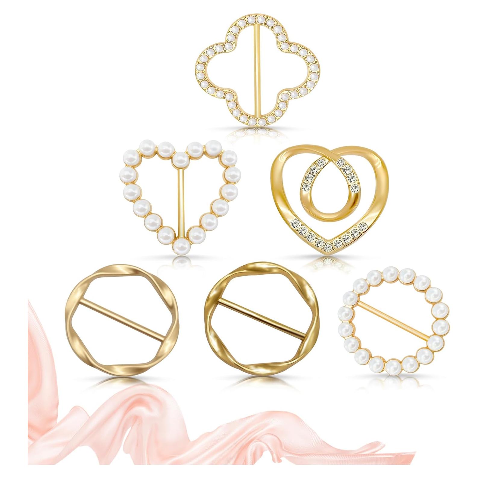 Anillos para Bufandas y Clips para Camisetas Vintrex 6 Pcs Dorado