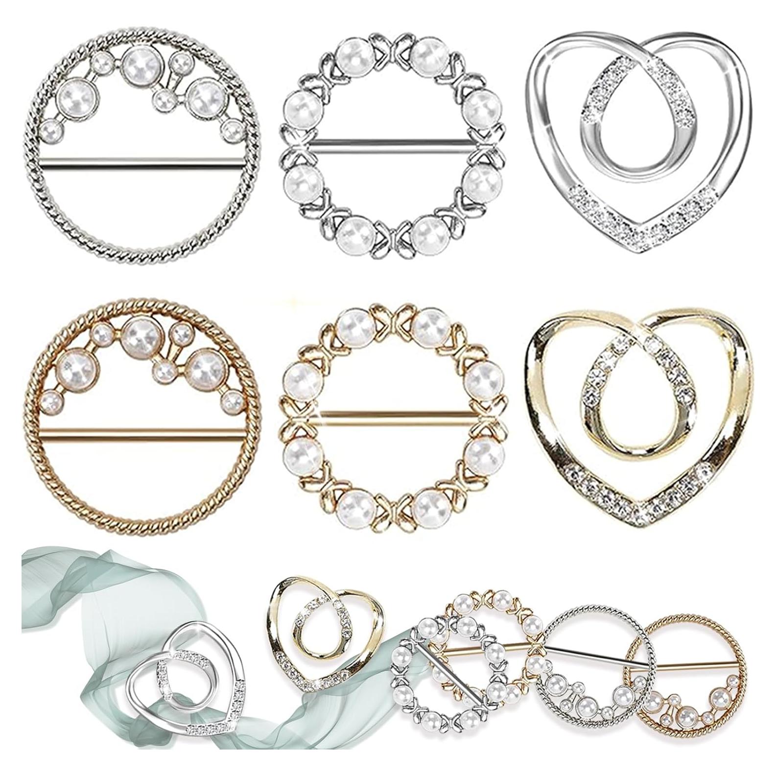 Anillos de Bufanda para Mujeres ADULLPONY 6PCS con Rhinestones