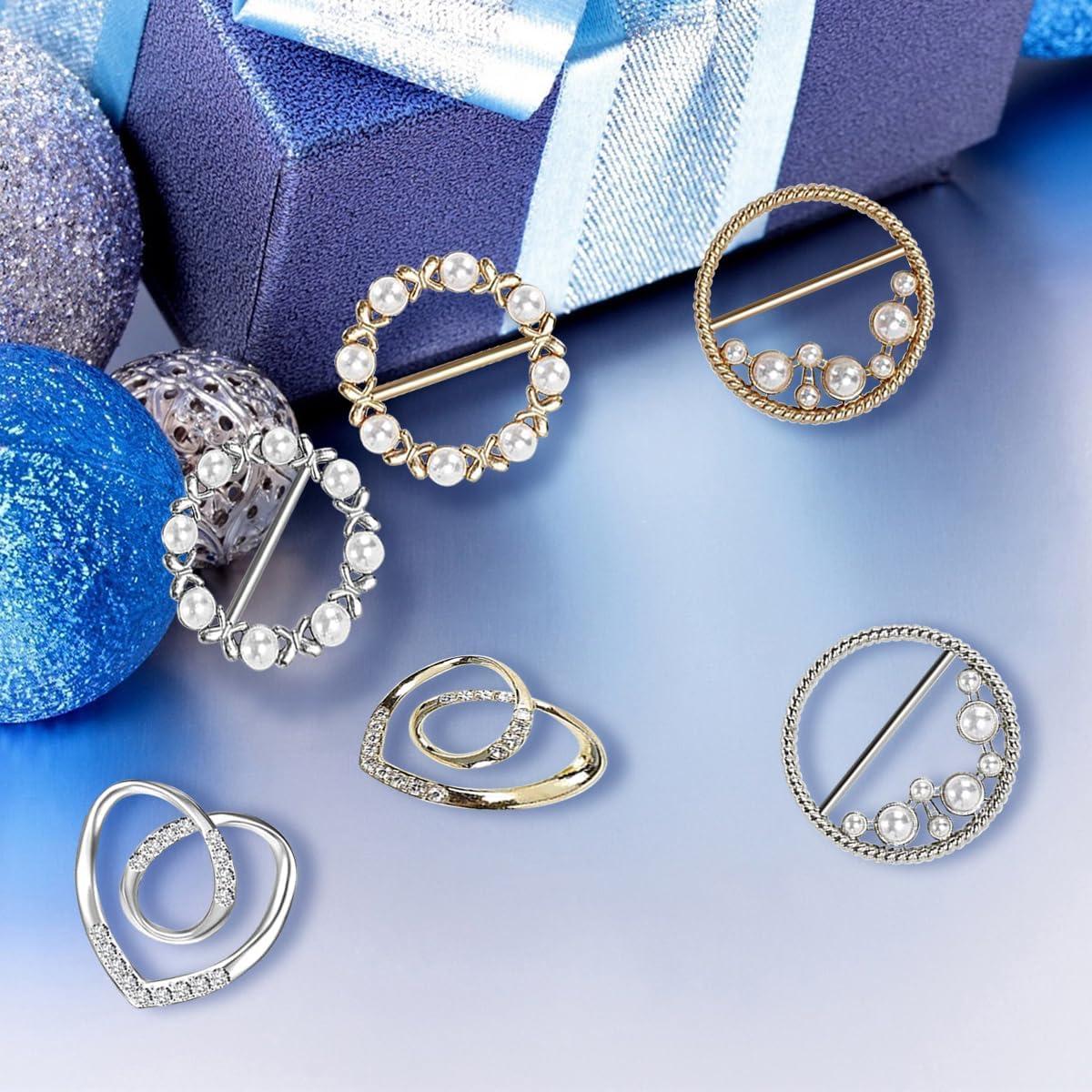 Anillos de Bufanda para Mujeres ADULLPONY 6PCS con Rhinestones