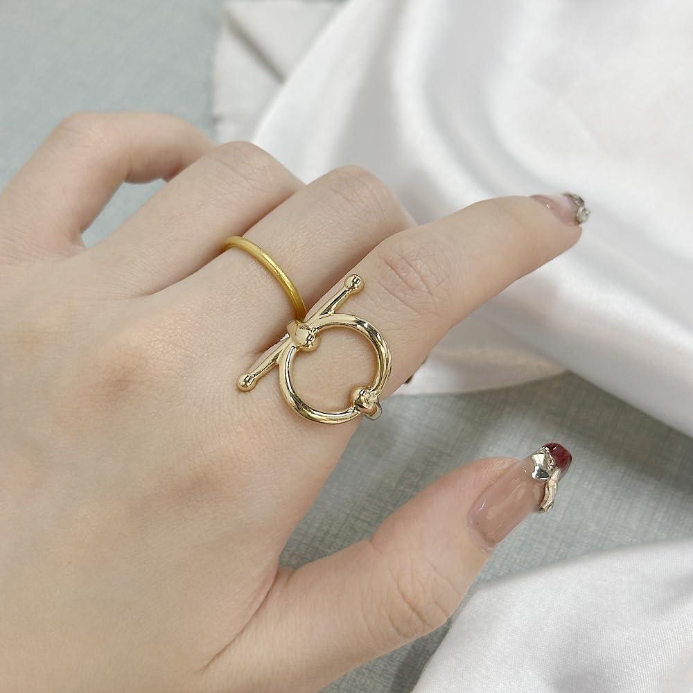 Anillo Broche de Seda Geométrico Oro Talla 8 Accesorios Moda