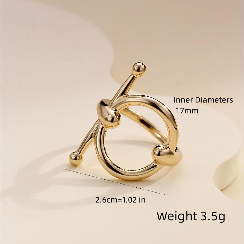 Anillo Broche de Seda Geométrico Oro Talla 8 Accesorios Moda