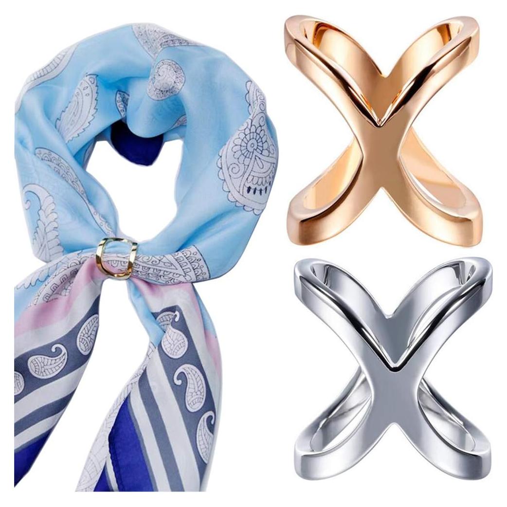 Anillos de Bufanda UPSTORE en Forma de X Oro y Plata 2PCS