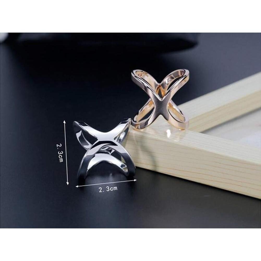 Anillos de Bufanda UPSTORE en Forma de X Oro y Plata 2PCS