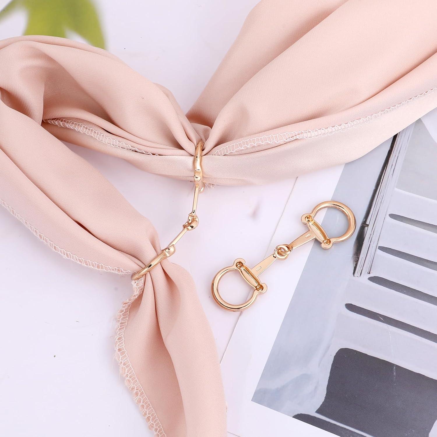 2 Hebillas de Bufanda de Seda Oro Bruislard 8x2.2 cm