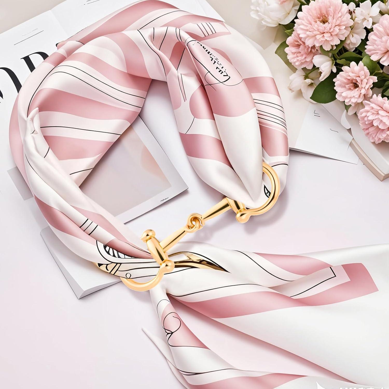 2 Hebillas de Bufanda de Seda Oro Bruislard 8x2.2 cm