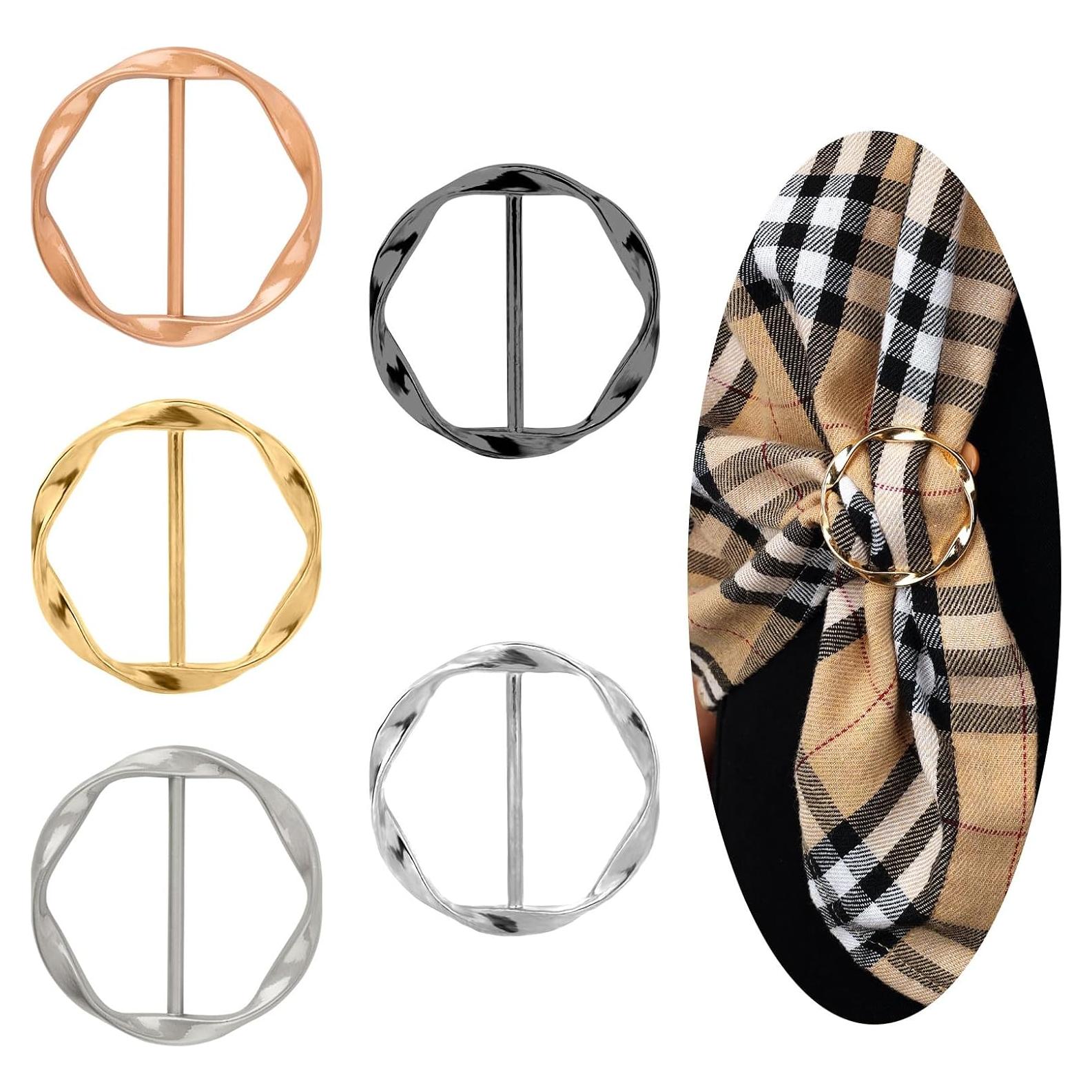 5 Clips de Anillo para Bufanda Mikovivi - Metal Aleación 4.2cm