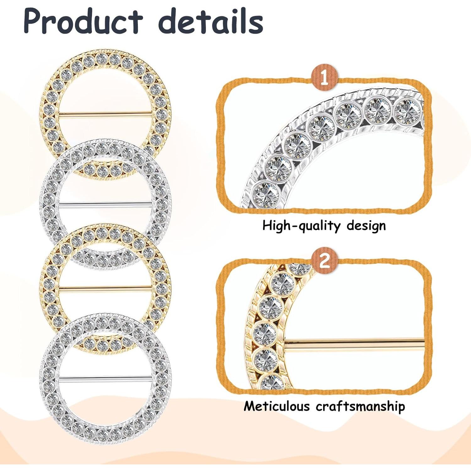 Clips de Camiseta con Strass KALIONE - 4 Piezas Decorativas