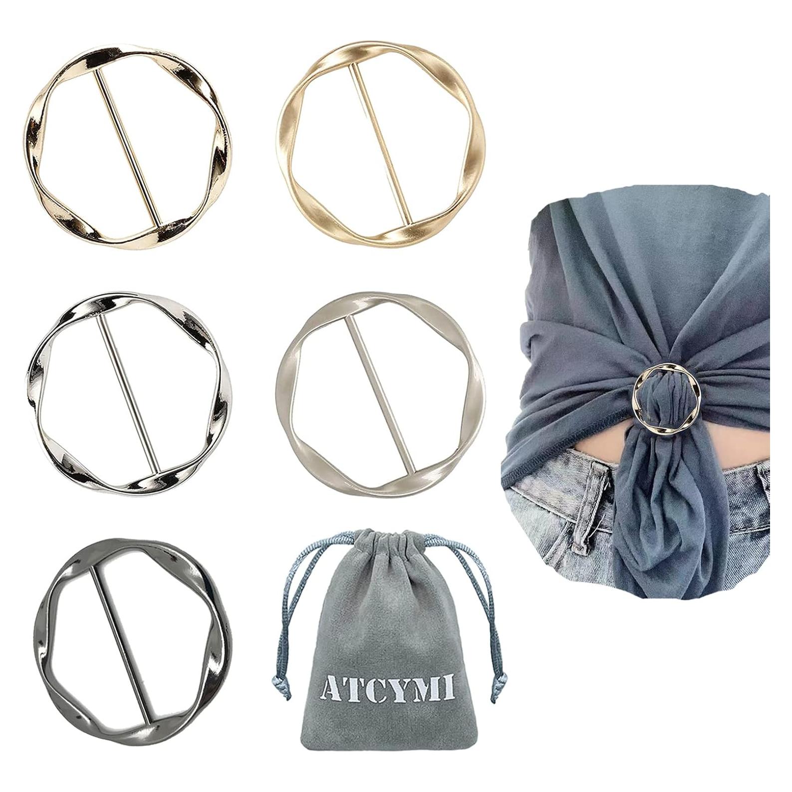 5 Anillos de Bufanda Clip de Metal ATCYMI para Mujeres 35mm