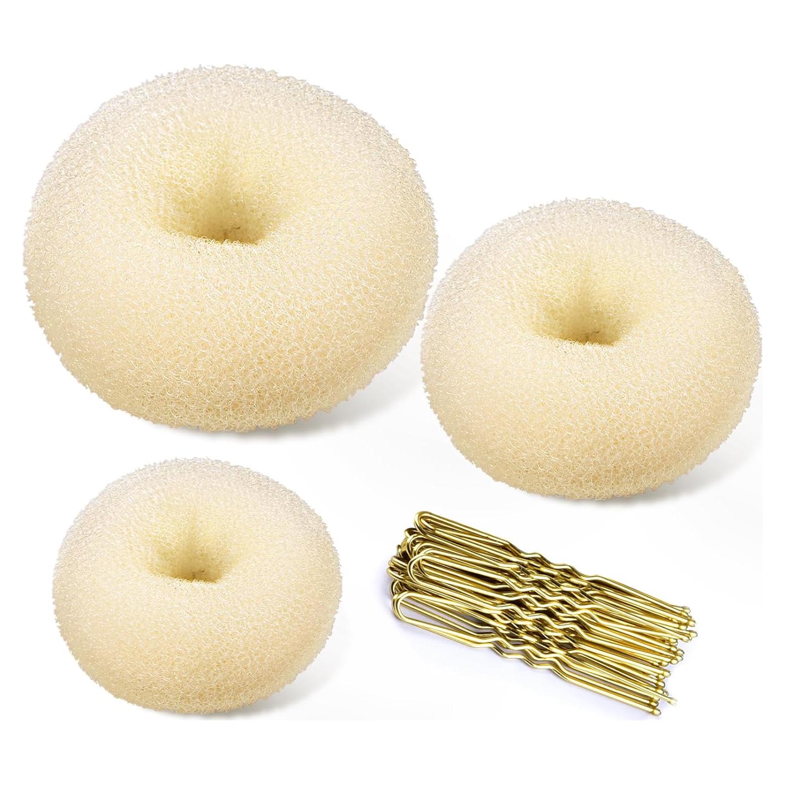 Hacedor de Moño Donut TsMADDTs 3PCS con 20 Horquillas Rubias