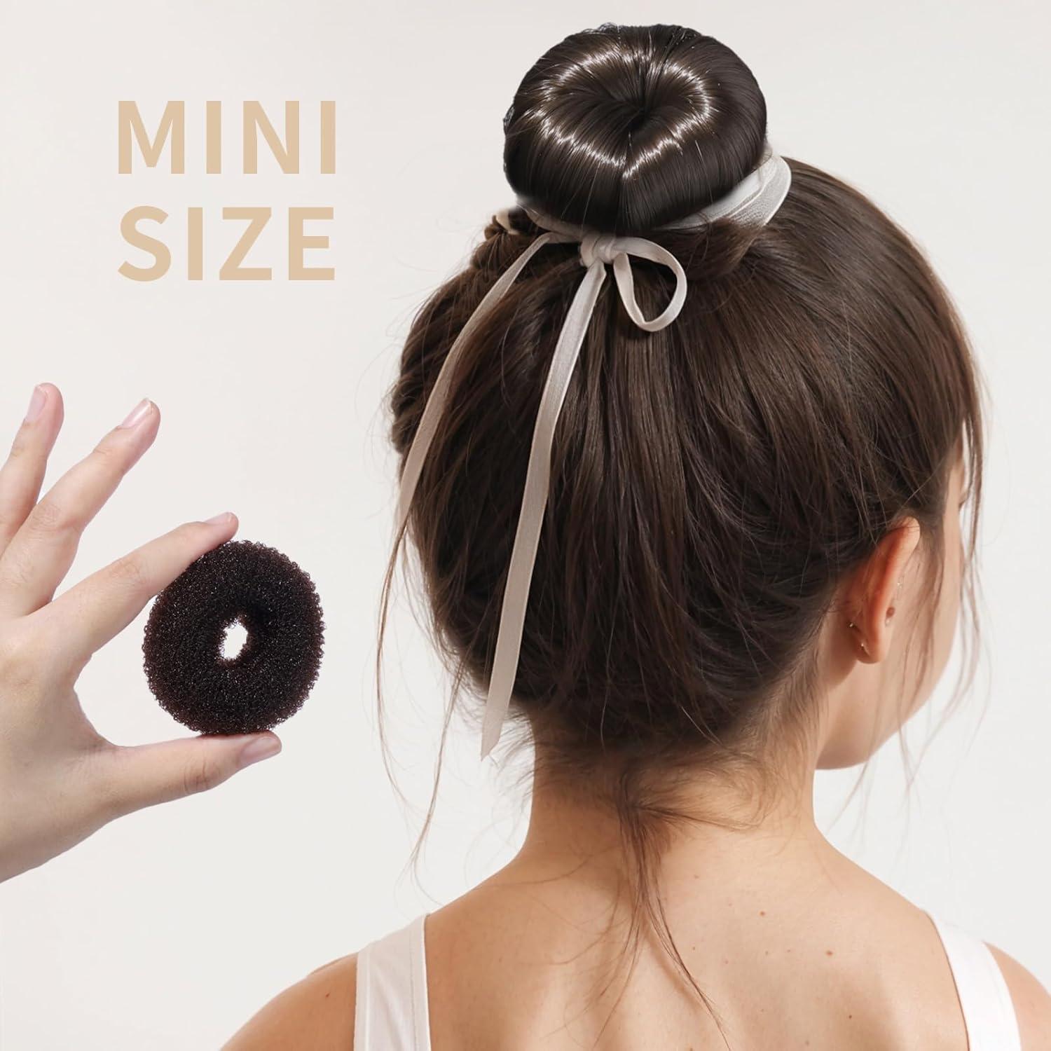 Set Hacedor de Moño Donut FANDAMEI 8PCS para Niños Marrón