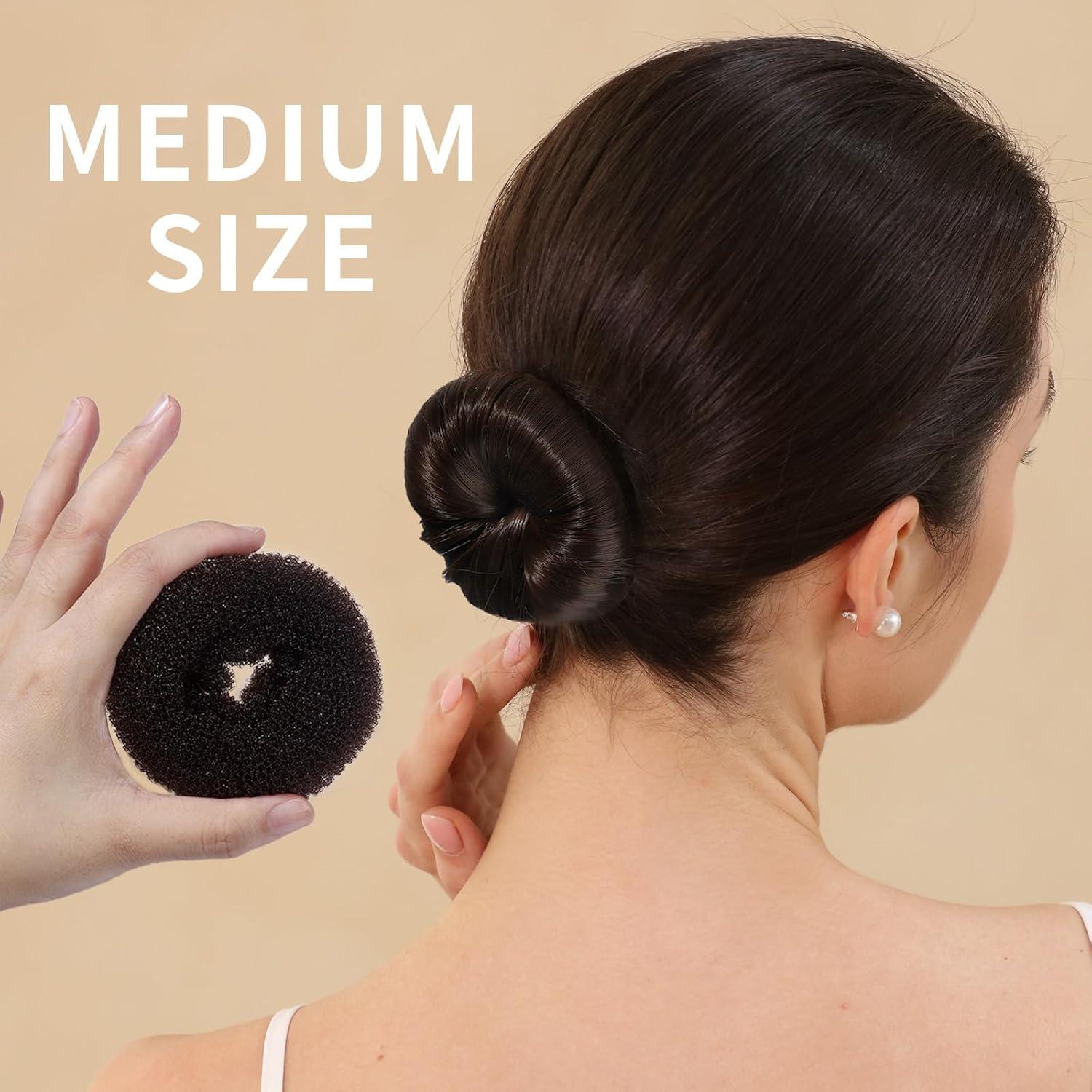 Set Hacedor de Moño Donut FANDAMEI 8PCS para Niños Marrón