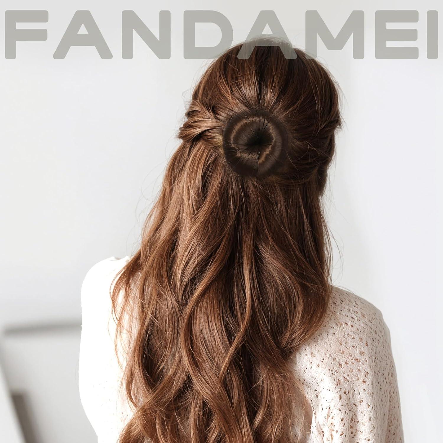 Set Hacedor de Moño Donut FANDAMEI 8PCS para Niños Marrón