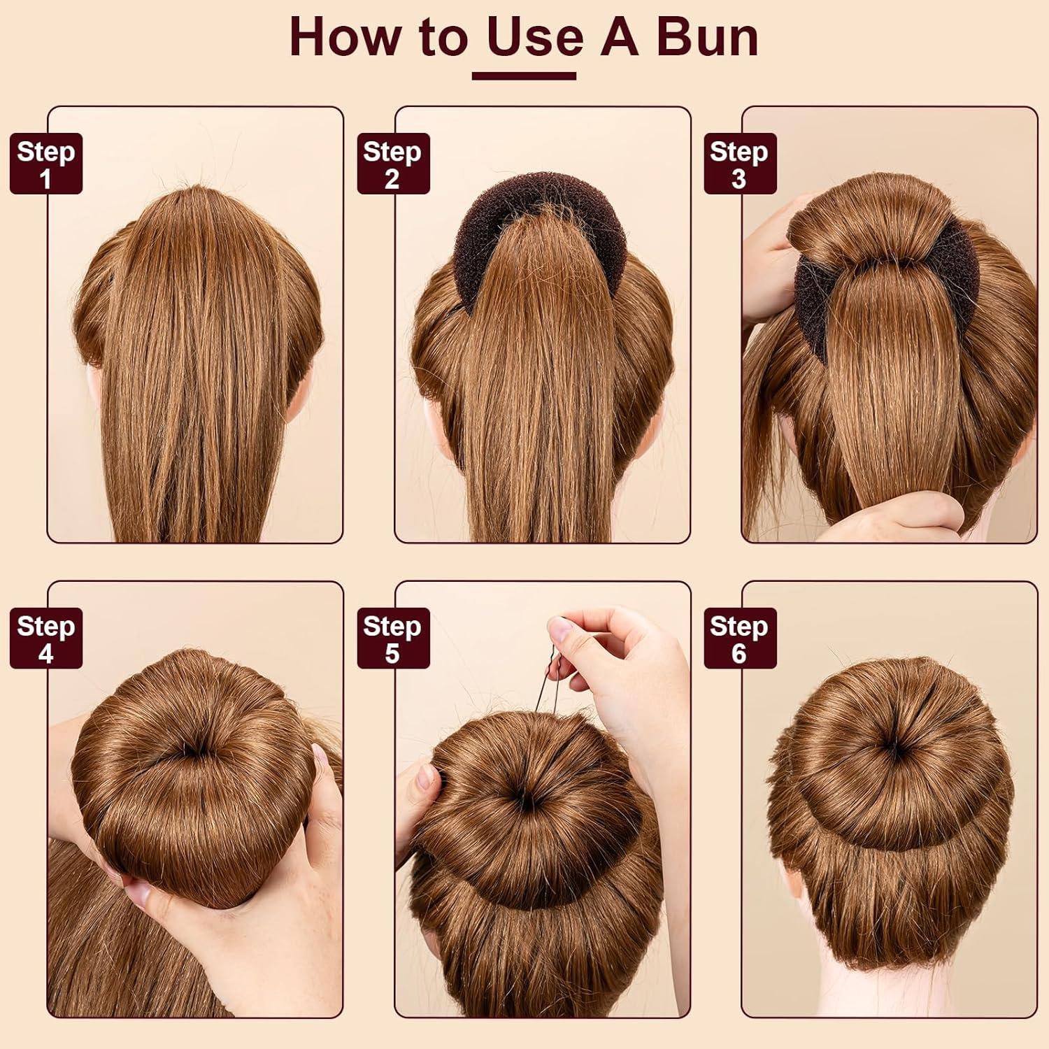 Juego de Hacer Moños de Donut Amrules, 8 Piezas, Marrón