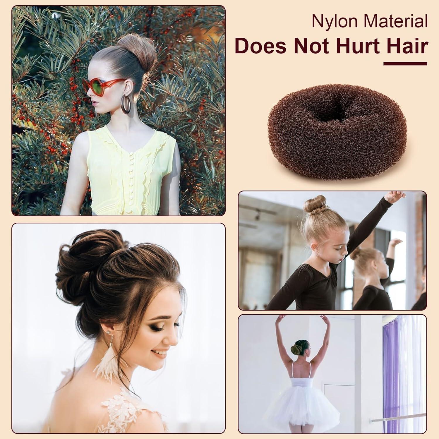 Juego de Hacer Moños de Donut Amrules, 8 Piezas, Marrón