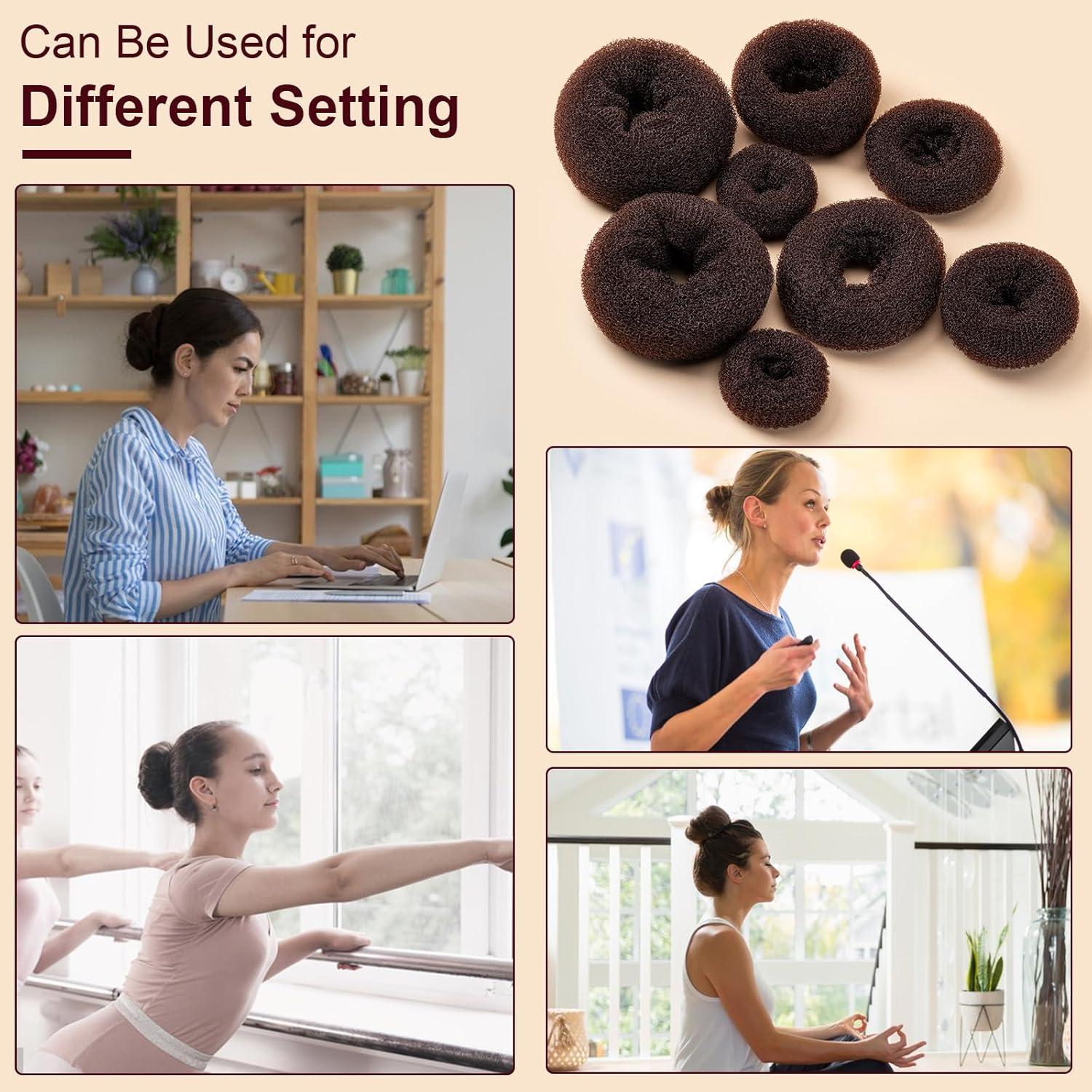 Juego de Hacer Moños de Donut Amrules, 8 Piezas, Marrón