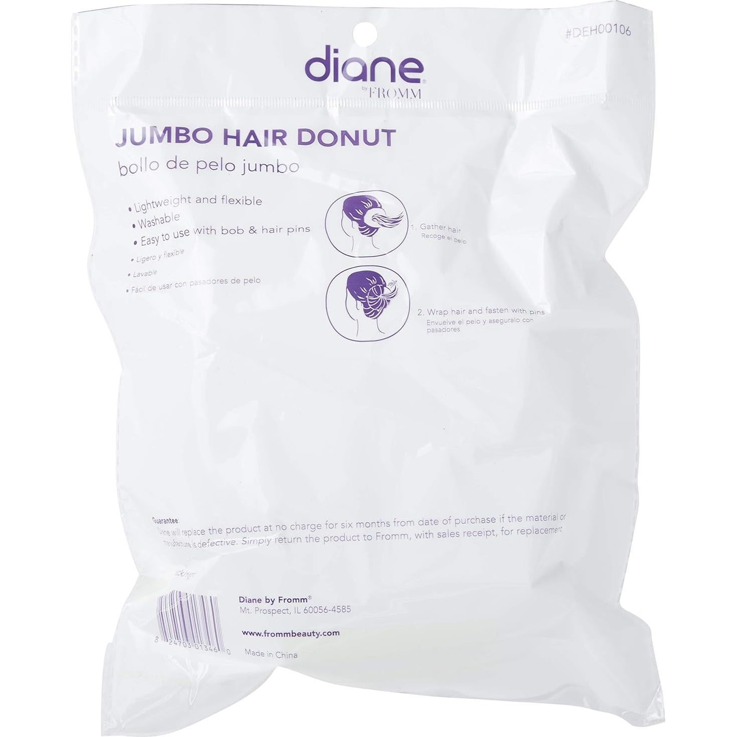 Donut de cabello Jumbo Diane Negro 14 cm