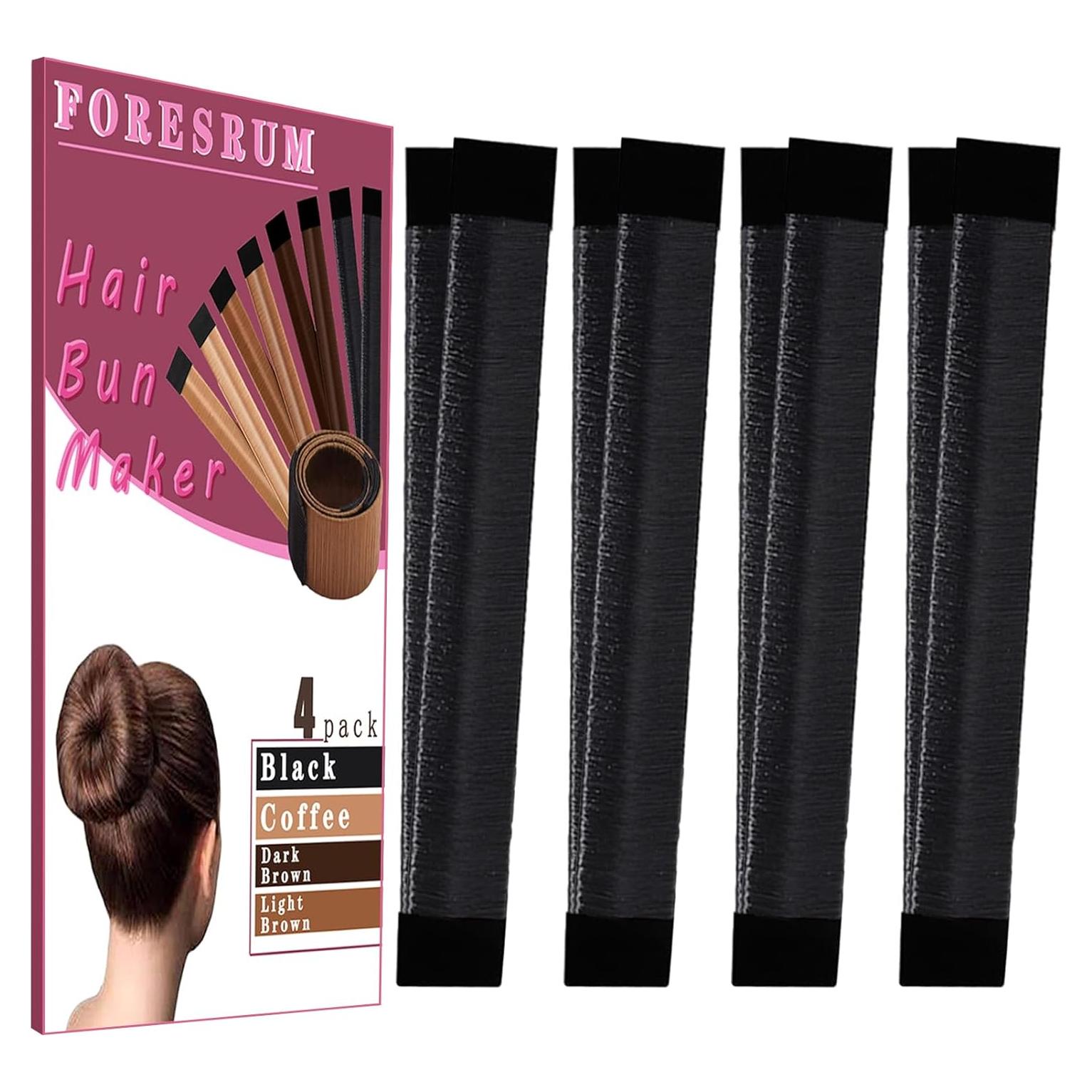 4 Accesorios para Cabello Donut FORESRUM - Moño Perfecto Negro