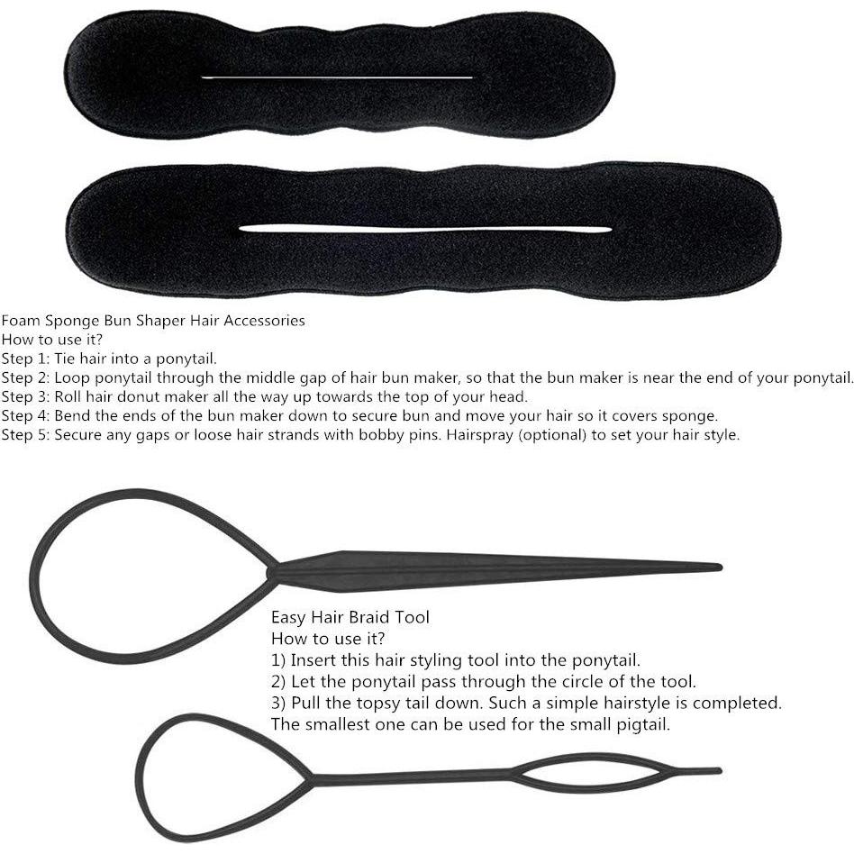 Kit de Accesorios para Cabello iFlyMars - 3 Hacedores Donut, 10 Elásticos, 20 Pasadores