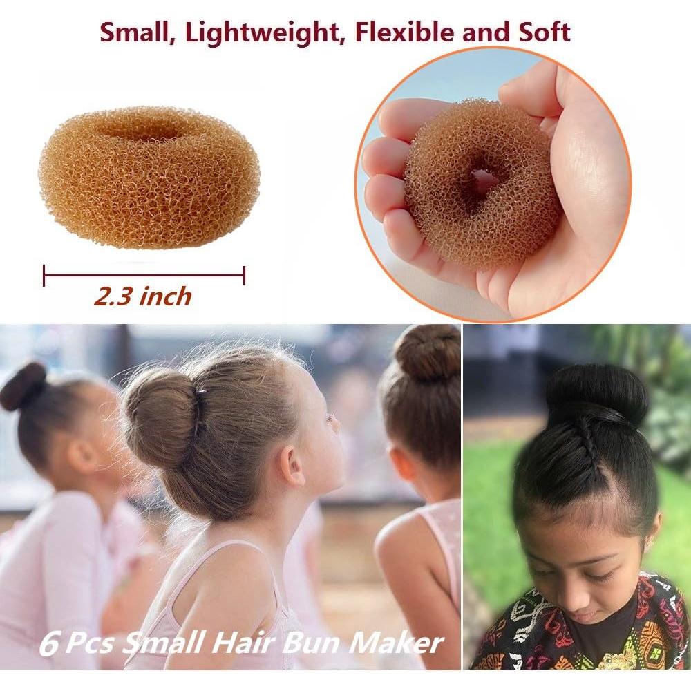 Fabricante de moño de cabello mini SQULIGT 6 PCS 5 cm marrón claro