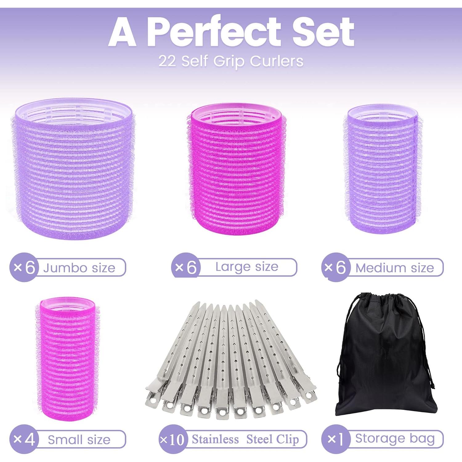 Juego de 33 Rulos Autoadhesivos ELASO para Cabello Largo y Medio