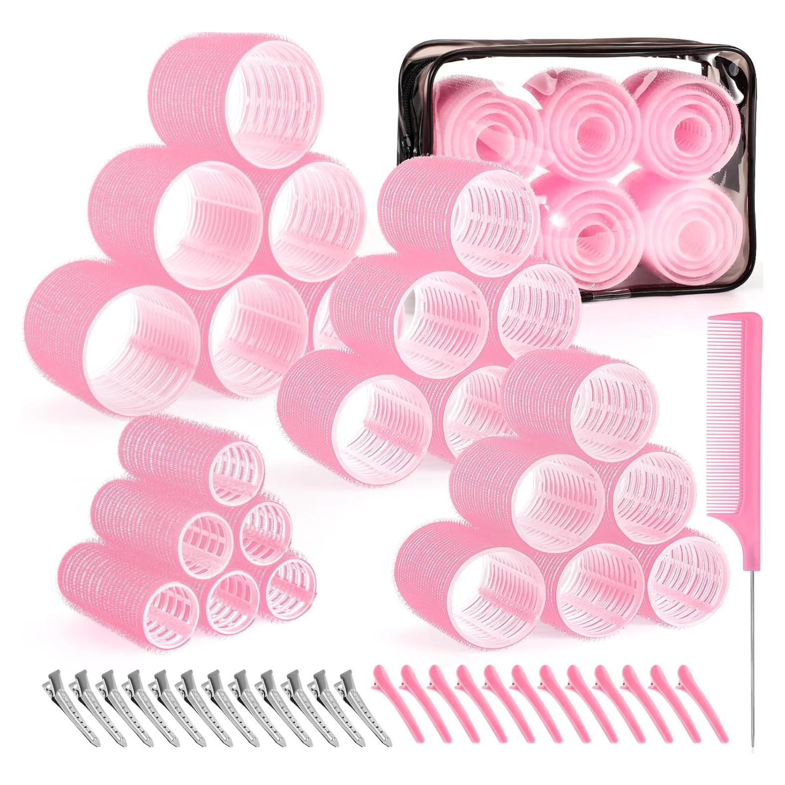 Juego de Rulos Autoadhesivos Obeoby - 50 Piezas Rosa