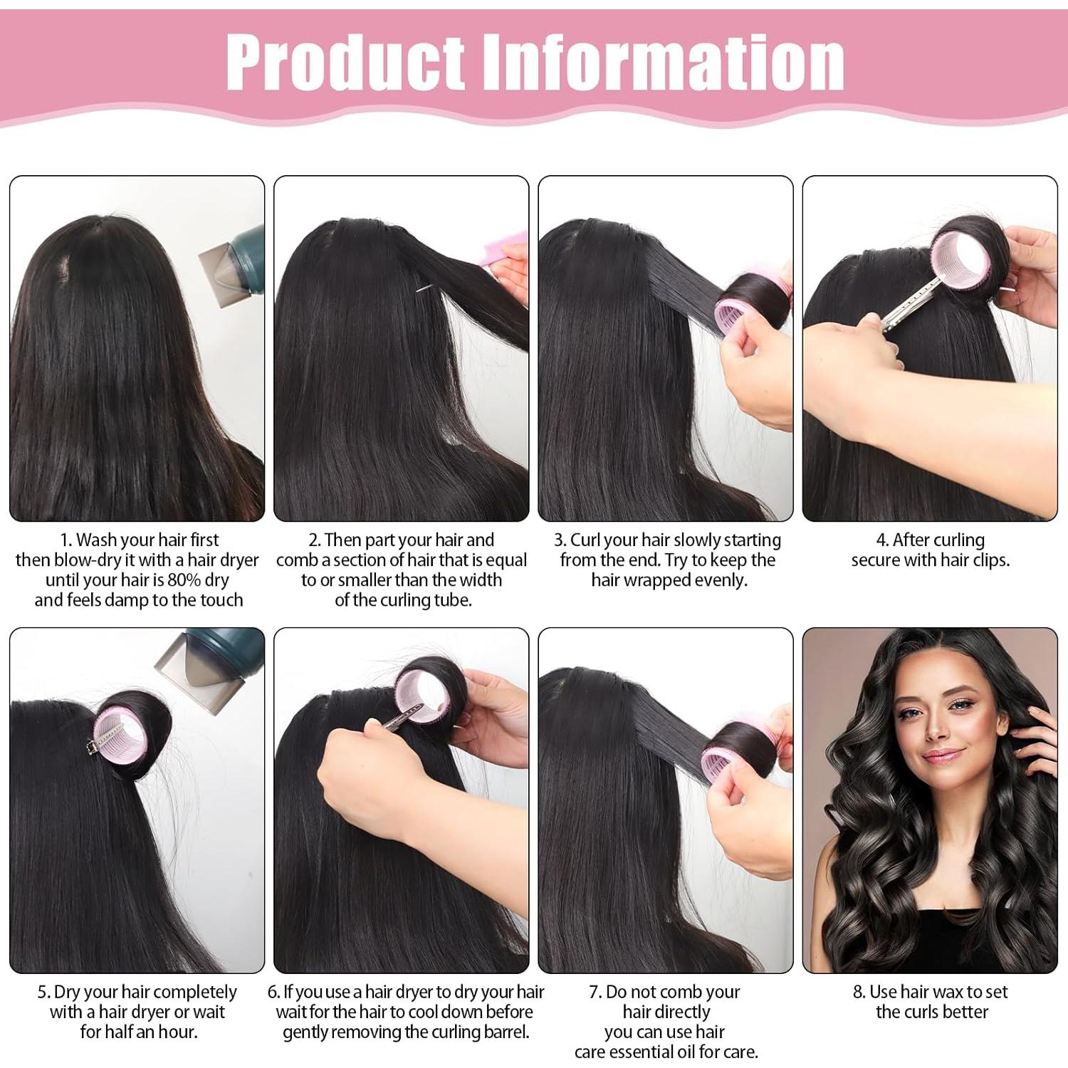 Juego de Rulos Autoadhesivos Obeoby - 50 Piezas Rosa