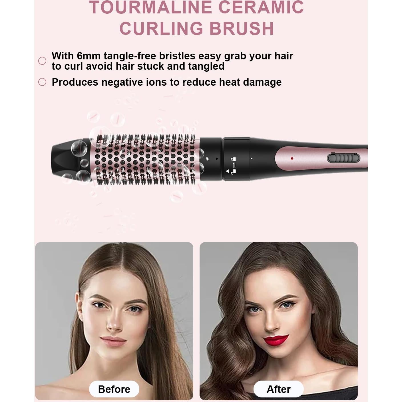 Plancha de Rizar 6 en 1 Karrong con Cepillo y 5 Barriles