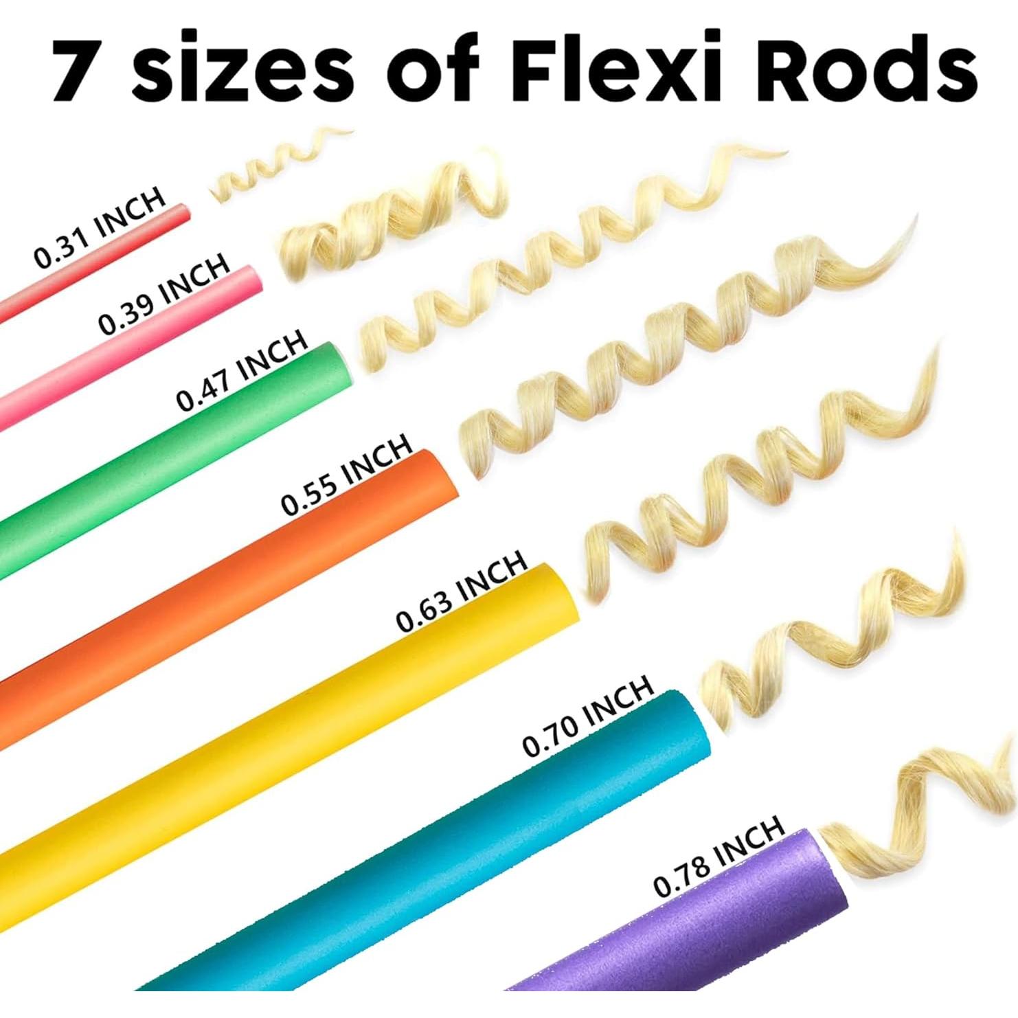 Set de 47 Rulos Flexibles Sin Calor xnicx 18 cm para Cabello