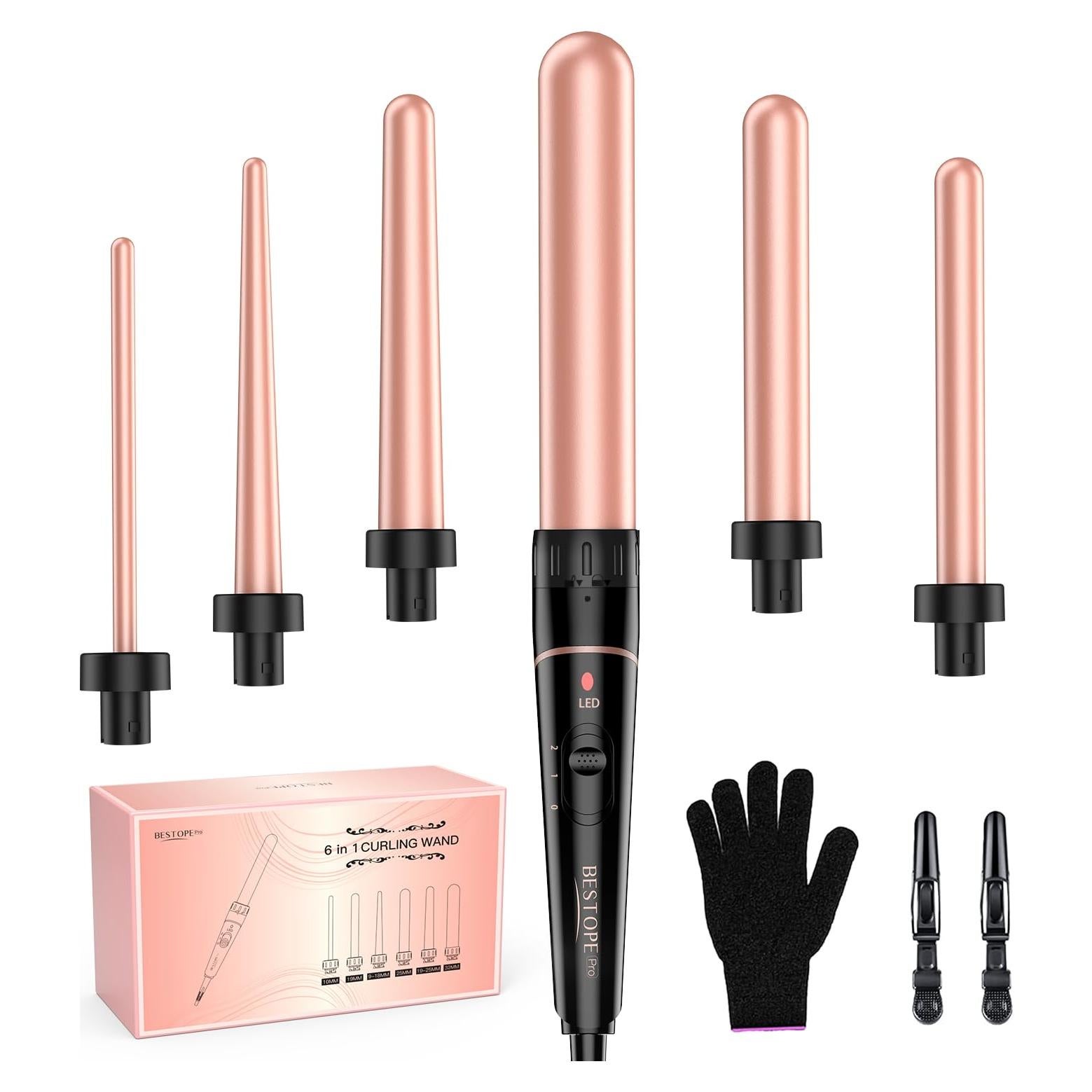 Juego de Varitas de Rizado Intercambiables BESTOPE PRO 6 en 1