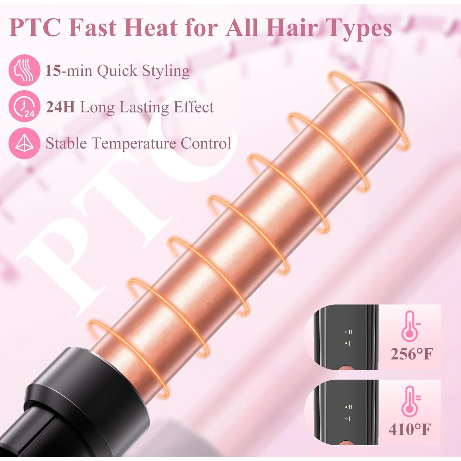 Plancha de Rizar 5 en 1 Prubensic Rosa con Barriles Intercambiables