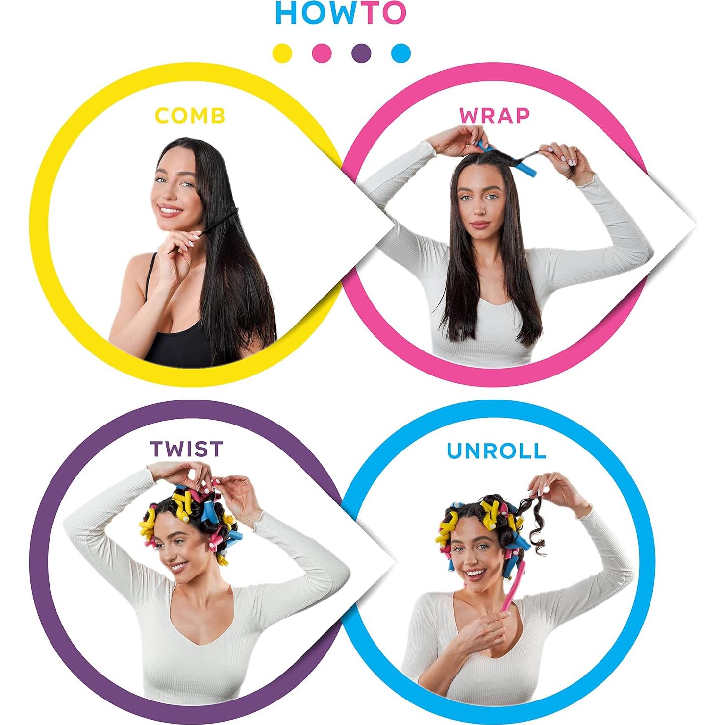 Rizadores de Pelo Flexibles Tifara 42 Piezas 17.78 cm Sin Calor