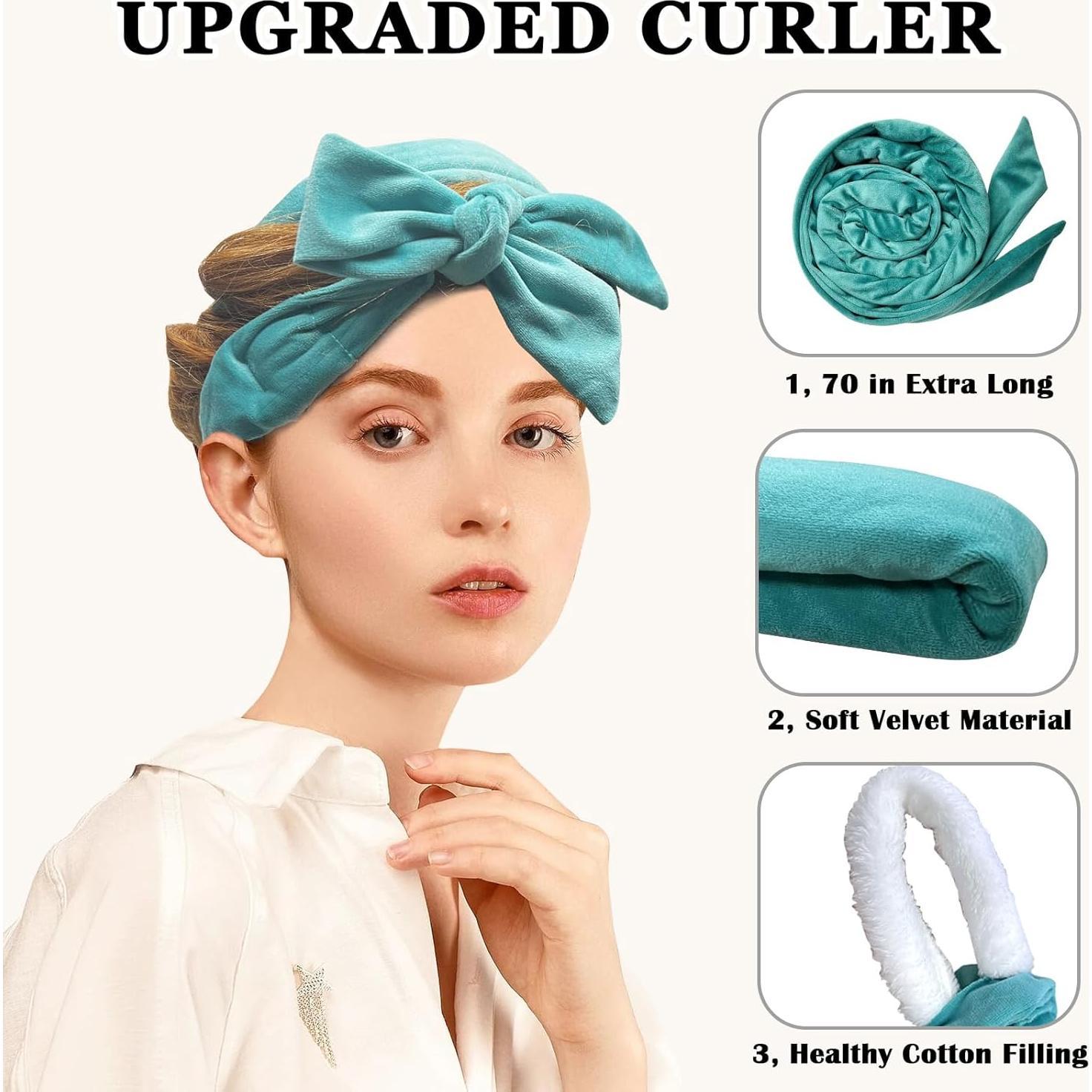 Diadema rizadora sin calor Gwabee 177.8 cm verde azul