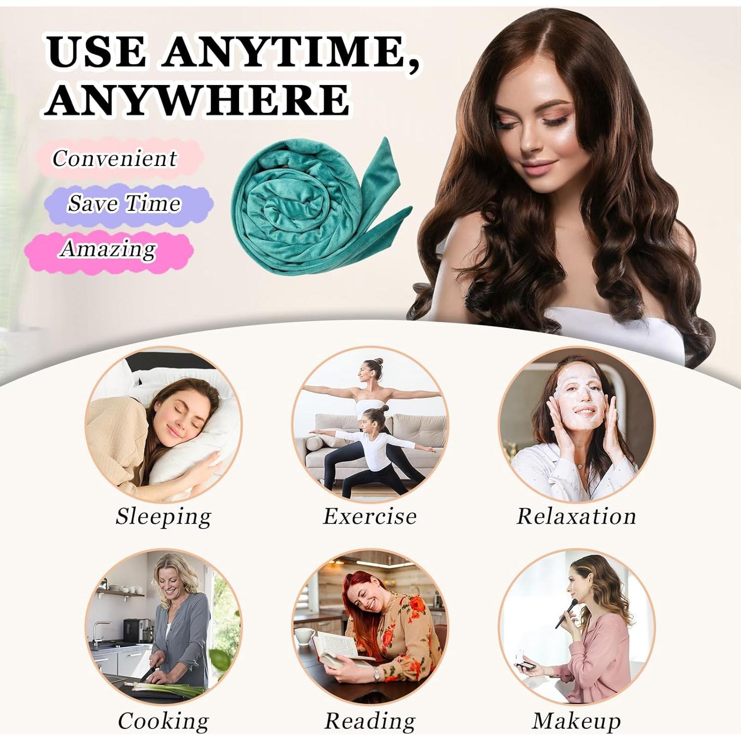 Diadema rizadora sin calor Gwabee 177.8 cm verde azul