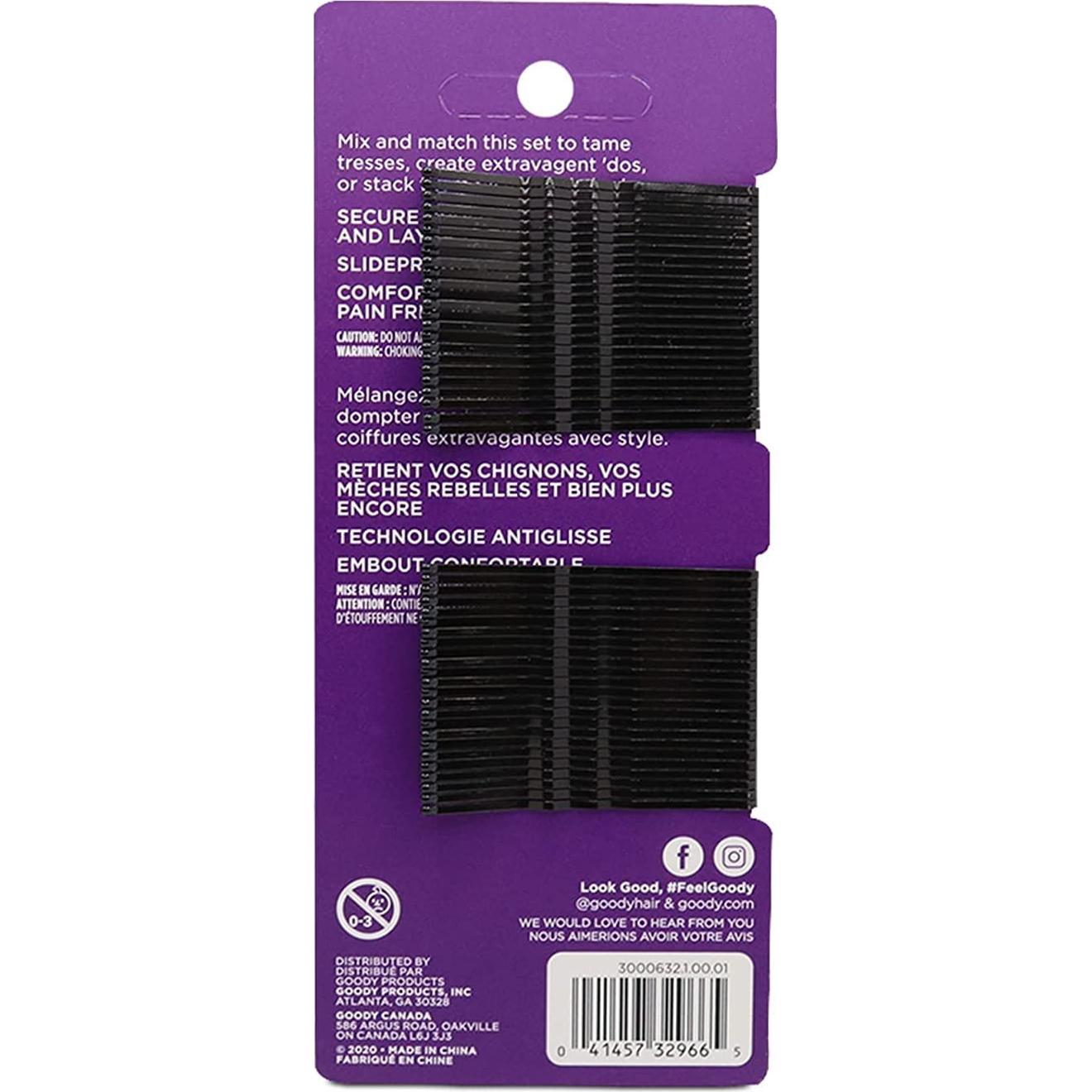 Pinzas de Pelo Antideslizantes Goody - 48 Unidades, Negra