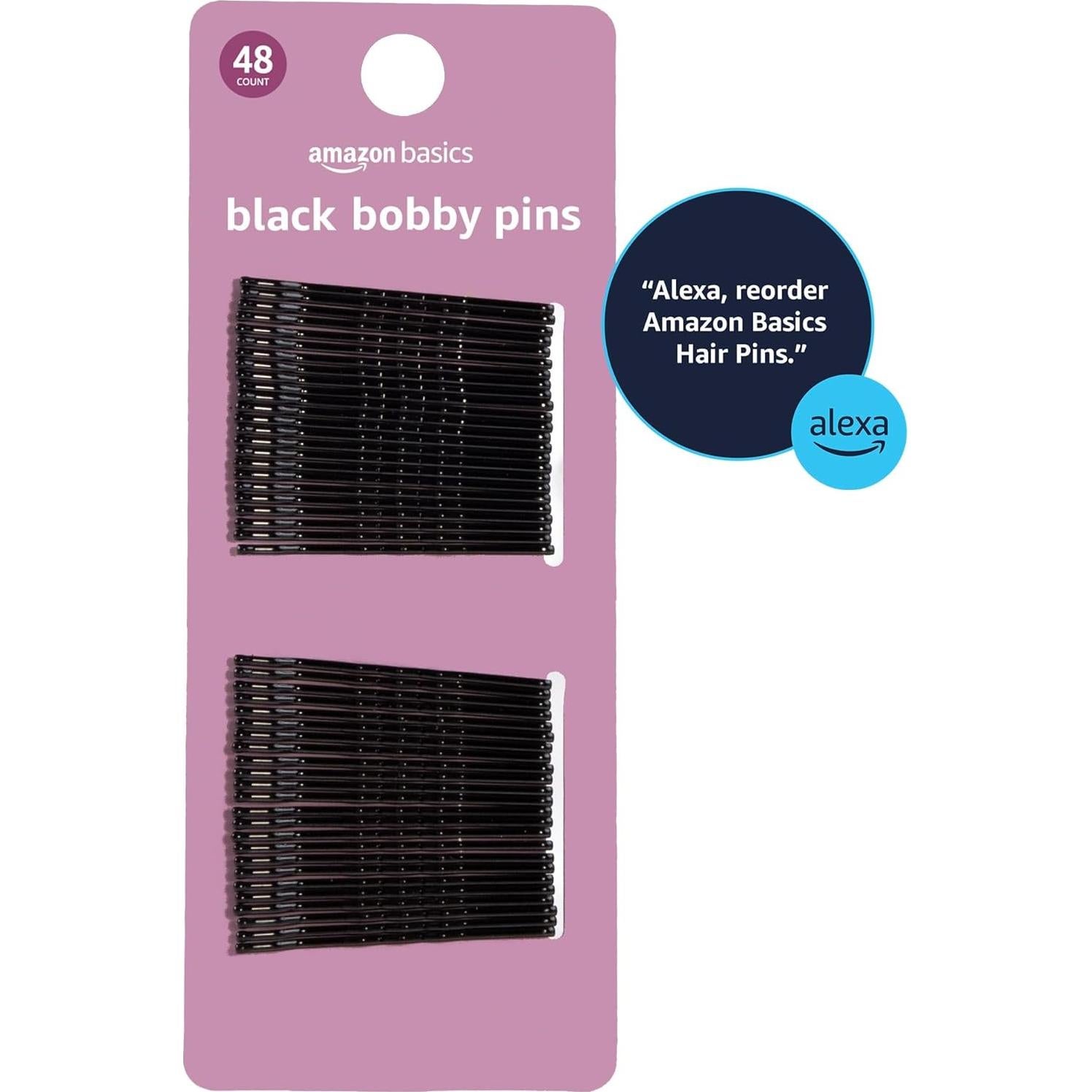 Pasadores de Pelo Amazon Basics Negros - 48 Unidades