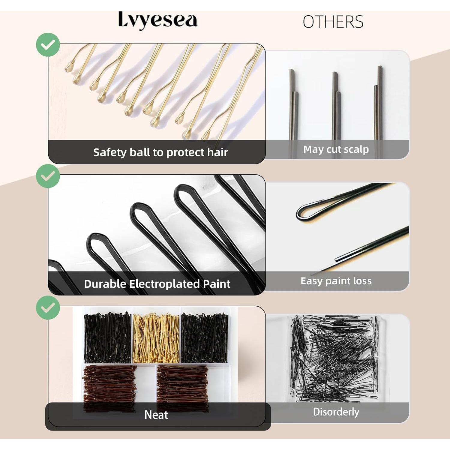 Juego de 400 Horquillas Lvyesea - 80 Doradas, 160 Negras, 160 Marrones
