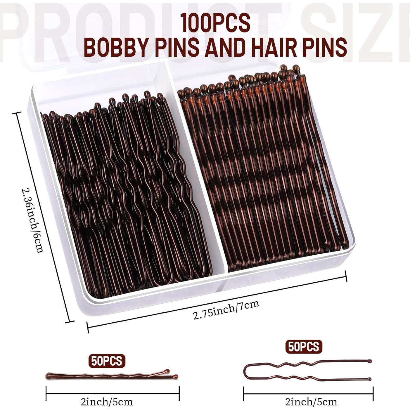 Set de 100 Horquillas Marrones Teenitor 5.08cm para Cabello